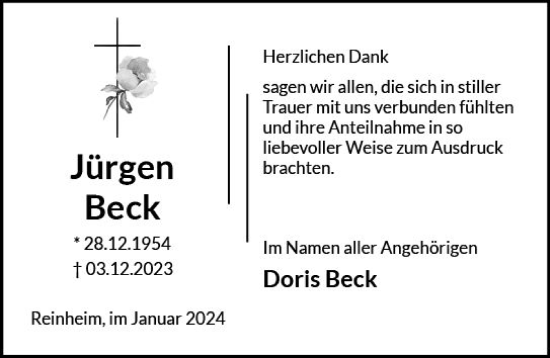 Traueranzeige von ^Jürgen Beck von Darmstädter Echo
